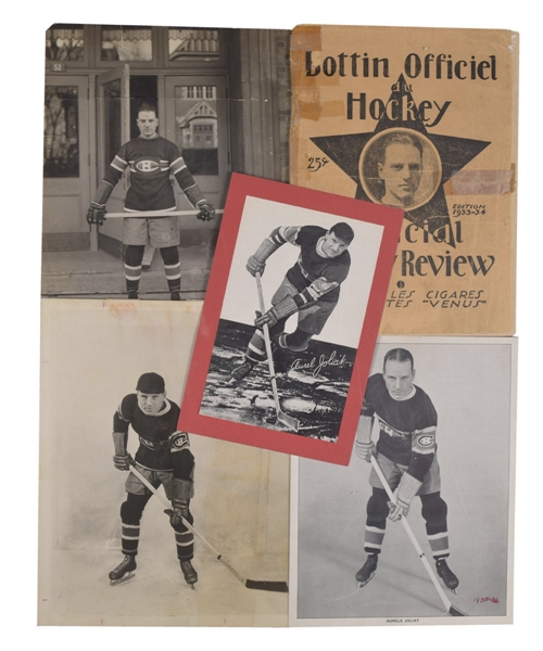Vintage 1920s/1930s Aurele Joliat Montreal Canadiens Photo, Publication and Premium Photo Collection of 6