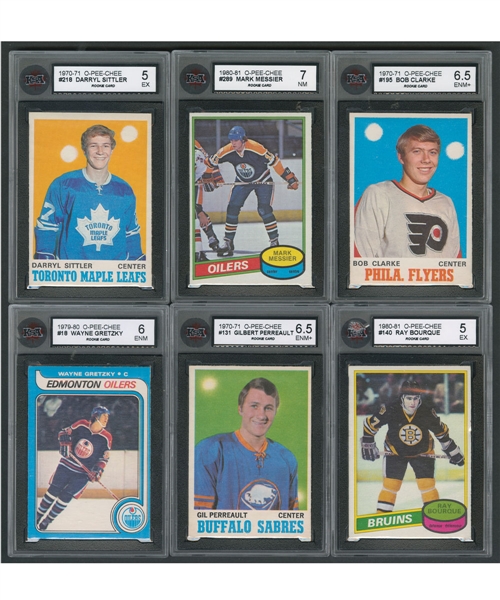 1970-82 O-Pee-Chee KSA-Graded Hockey Rookie Card Collection of 10 Including Gretzky, Lafleur, Perreault, Sittler and Other Greats