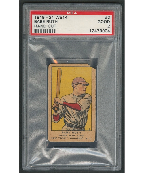 1919-21 W514 Baseball Card #2 HOFer Babe Ruth (Graded PSA 2) and Card #49 Leslie Mann (Graded Authentic)