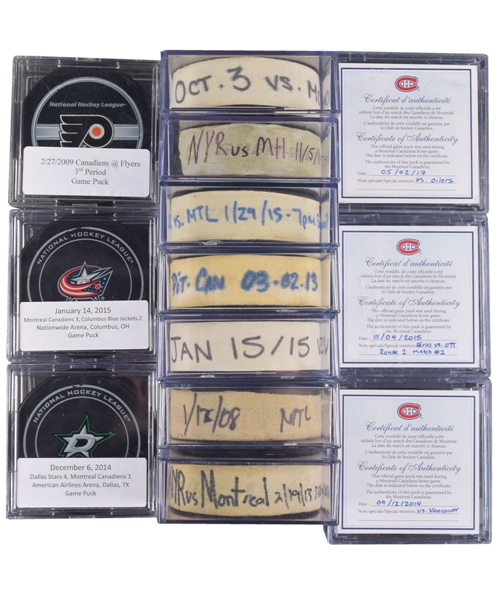 Montreal Canadiens 2003-2015 Official Game-Used Puck Collection of 42