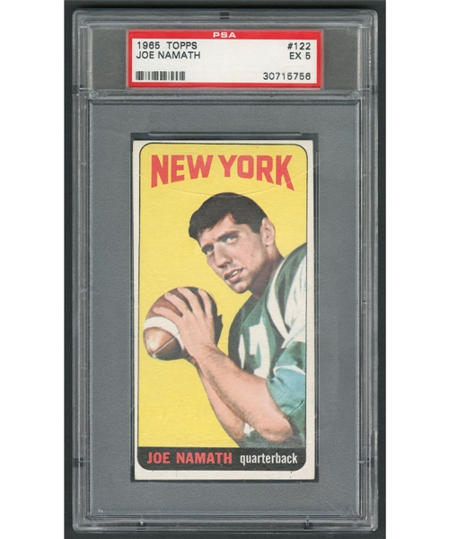 1965 Topps Football Card #122 HOFer Joe Namath RC - Graded PSA 5