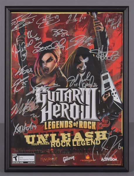 Philadelphia Flyers 2007-08 Team-Signed Guitar Hero III Framed Poster with Flyers Wives LOA (13 ½” x 18”)