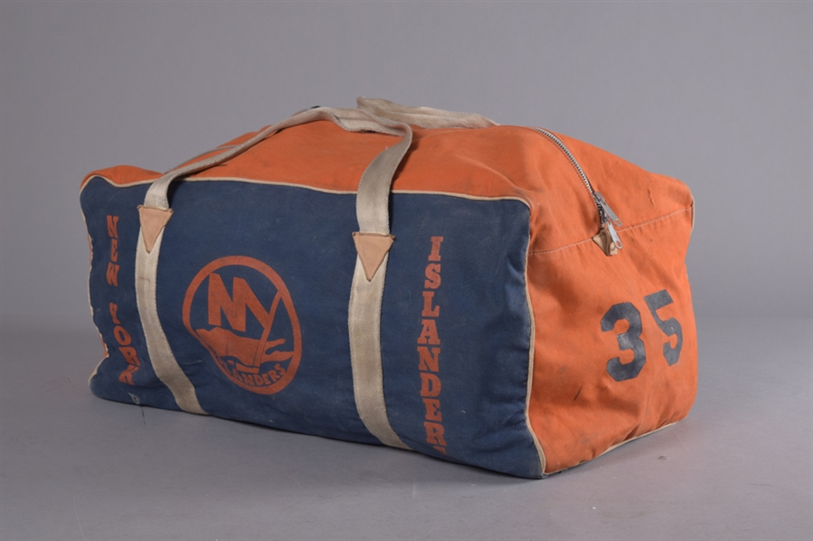 New York Islanders Mid-to-Late-1980s #35 Equipment Bag, Lou Franceschettis 1980s Washington Capitals Game-Used Gloves Plus Sabres Pants