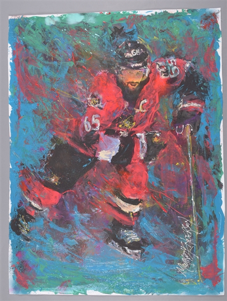 Erik Karlsson Ottawa Senators “In Full Flight” Original Painting on Canvas by Renowned Artist Murray Henderson (32” x 42”) 