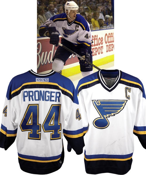 Chris Prongers 2000-01 St. Louis Blues Game-Worn Playoffs Captains Jersey with Team LOA - Photo-Matched!