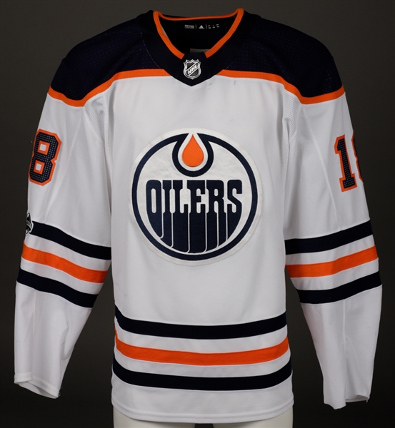 Ryan Stromes 2017-18 Edmonton Oilers Game-Worn Jersey with Team LOA - NHL Centennial Patch! 