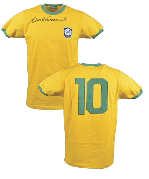 Pele Signed 1970 Brazil National Soccer Team Jersey Inscribed "Edson A. Nascimento" - PSA/DNA Certified
