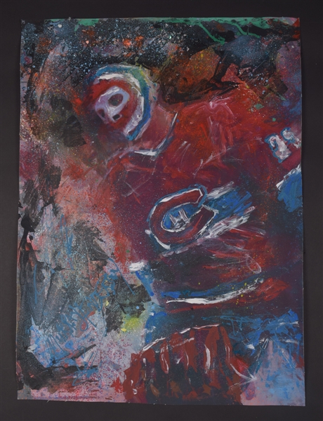 Ken Dryden Montreal Canadiens "Pregame Skate" Original Painting on Canvas by Renowned Artist Murray Henderson (20 ½” x 28”) 