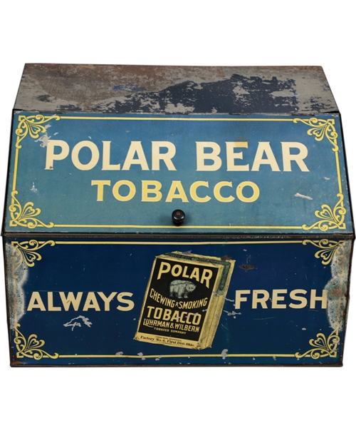 Circa 1910 Polar Bear Tobacco Lithographed Tin Store Vending Display - Famous Advertiser on the 1909-11 T206 Baseball Cards!