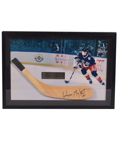 Wayne Gretzky 1997-98 New York Rangers Signed Hockey Stick Blade Limited-Edition Framed Display #32/199 with UDA COA