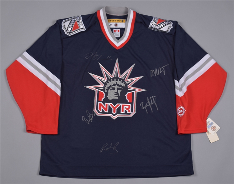 Brian Leetch, Pat LaFontaine and Messier, Lindros Plus Others New York Rangers Signed/Multi-Signed Jerseys (3)- All Authenticated