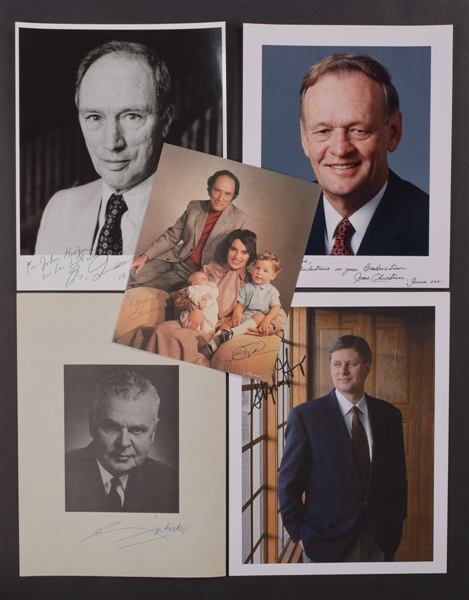Canadian Prime Minister Autograph Collection of 9 Including Justin Trudeau, Pierre Trudeau, John Diefenbaker, John Turner and Others