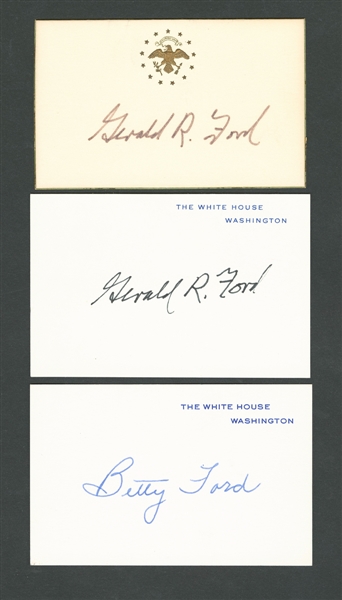 Gerald Ford and First Lady Betty Ford Signed Calling Cards (3) with JSA LOAs - 38th President of the United States