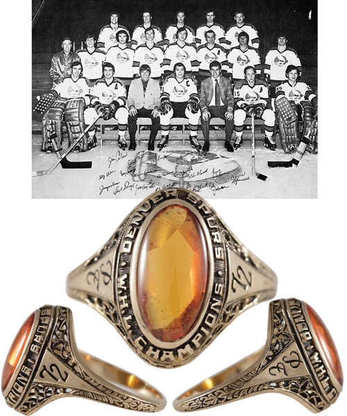 Denver Spurs 1971-72 Western Hockey League (WHL) Championship 10K Gold Ring