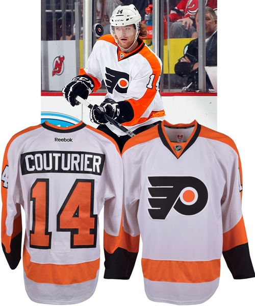 Sean Couturiers 2011-12 Philadelphia Flyers Game-Worn Rookie Season Jersey with Team LOA - Photo-Matched!