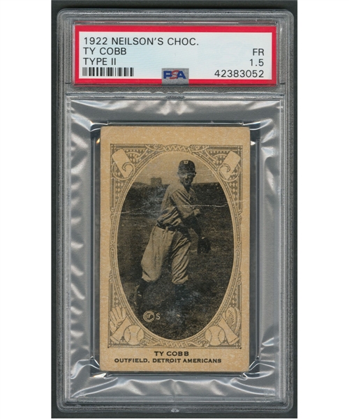 1922 Neilsons Chocolate Type II V-61 Baseball Card HOFer Ty Cobb - Graded PSA 1.5