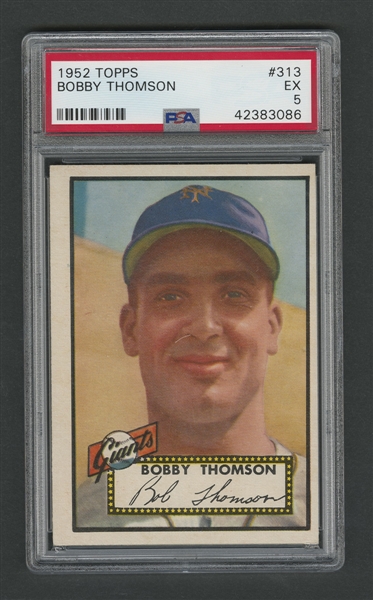 1952 Topps Baseball Card #313 Bobby Thompson - Graded PSA 5