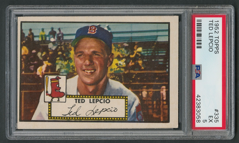 1952 Topps Baseball Card #335 Ted Lepcio - Graded PSA 5