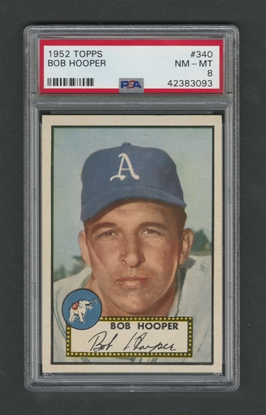 1952 Topps Baseball Card #340 Bob Hooper - Graded PSA 8