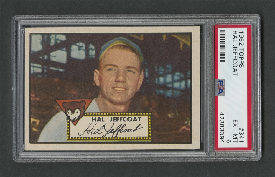 1952 Topps Baseball Card #341 Hal Jeffcoat - Graded PSA 6