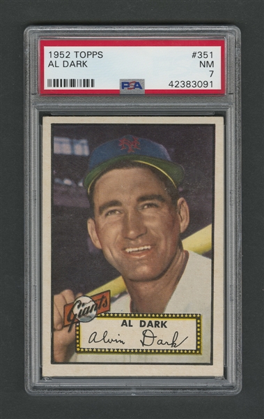 1952 Topps Baseball Card #351 Al Dark - Graded PSA 7
