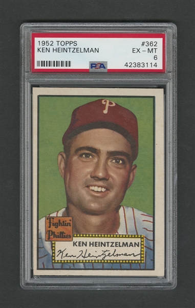 1952 Topps Baseball Card #362 Ken Heintzelman - Graded PSA 6 