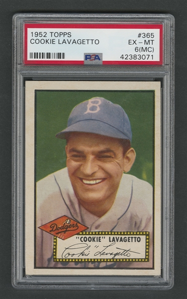 1952 Topps Baseball Card #365 Cookie Lavagetto - Graded PSA 6 (MC)
