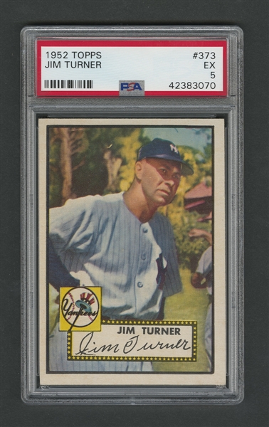 1952 Topps Baseball Card #373 Jim Turner - Graded PSA 5