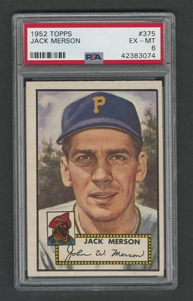 1952 Topps Baseball Card #375 Jack Merson - Graded PSA 6
