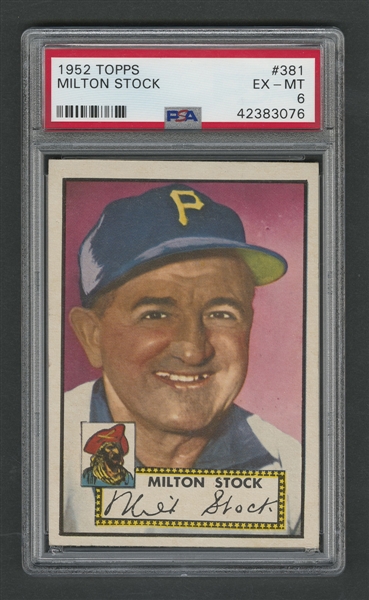 1952 Topps Baseball Card #381 Milton Stock - Graded PSA 6