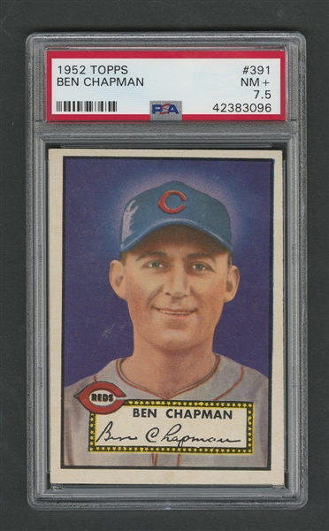 1952 Topps Baseball Card #391 Ben Chapman - Graded PSA 7.5