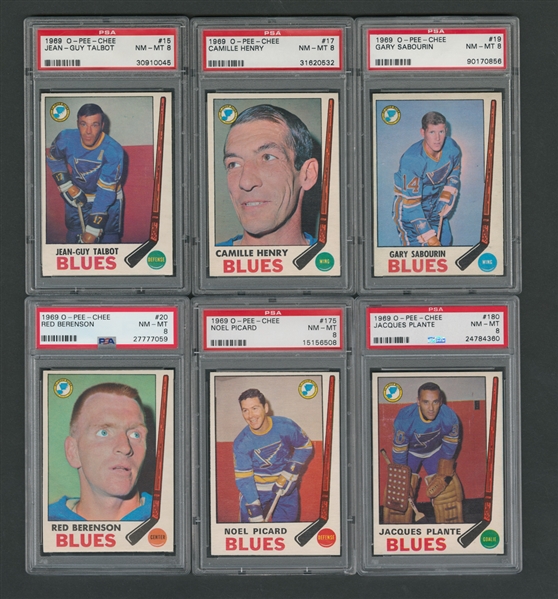 1969-70 O-Pee-Chee St. Louis Blues PSA-Graded Hockey Card Collection of 6 - All Graded PSA 8