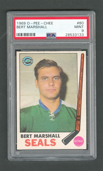 1969-70 O-Pee-Chee Hockey Card #80 Bert Marshall - Graded PSA 9 - Highest Graded!