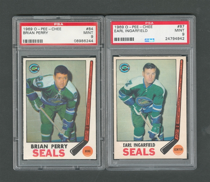 1969-70 O-Pee-Chee Oakland Seals PSA-Graded 9 Hockey Card Collection of 2 - Both Highest Graded!