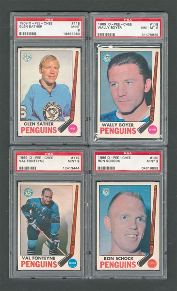 1969-70 O-Pee-Chee Pittsburgh Penguins PSA-Graded Hockey Card Collection of 4 - Most Graded PSA 9