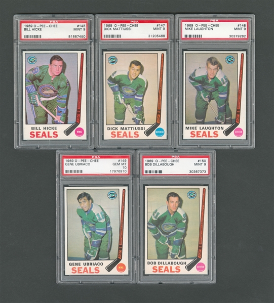 1969-70 O-Pee-Chee Oakland Seals PSA-Graded Hockey Card Collection of 5 - All Graded PSA 9 & 10 - One Highest Graded!
