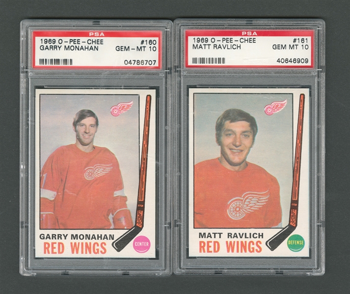 1969-70 O-Pee-Chee Detroit Red Wings PSA-Graded 10 Hockey Card Collection of 2 - Both Highest Graded!