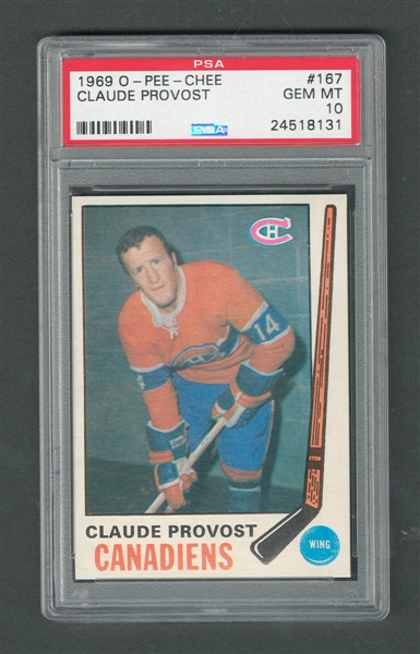 1969-70 O-Pee-Chee Hockey Card #167 Claude Provost - Graded PSA 10 - Highest Graded!
