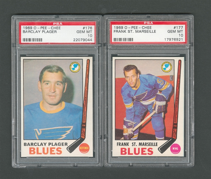 1969-70 O-Pee-Chee St.Louis Blues PSA-Graded 10 Hockey Card Collection of 2 - Both Highest Graded!
