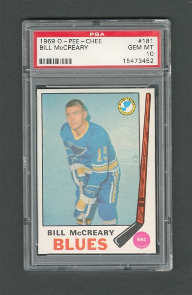 1969-70 O-Pee-Chee Hockey Card #181 Bill McCreary - Graded PSA 10 - Highest Graded!