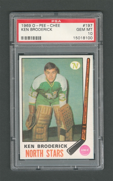 1969-70 O-Pee-Chee Hockey Card #197 Ken Broderick - Graded PSA 10 - Highest Graded!