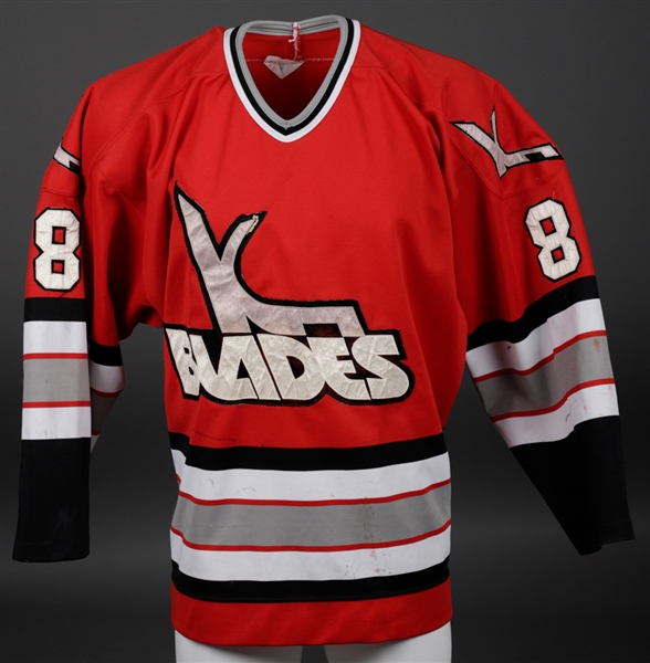IHL Kansas City Blades Early-1990s Game-Worn Jersey Attributed to Dan Woodley Plus Vintage Kansas City Scouts and Blades Memorabilia
