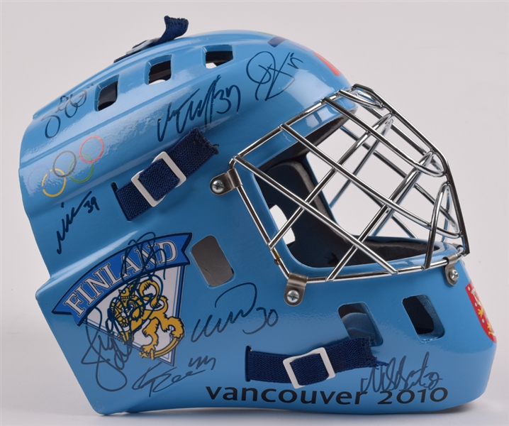Team Finland 2010 Winter Olympics Bronze Medal Winners Team-Signed Full Size Goalie Mask with COA