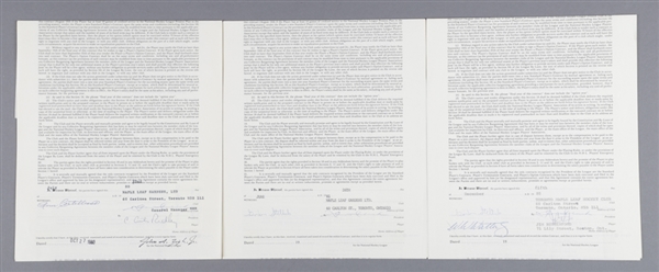 Toronto Maple Leafs Early-1980s Curt Ridley and Jim Rutherford Official NHL Contract and Document Collection of 4 Including Signatures of Deceased HOFer Punch Imlach 