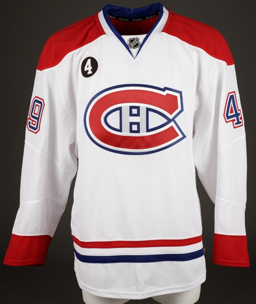 Michael Bournivals 2014-15 Montreal Canadiens Game-Worn Jersey with Team LOA - Beliveau Memorial Patch!