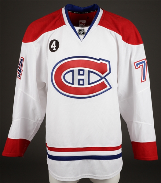 Alexei Emelins 2014-15 Montreal Canadiens Game-Worn Jersey with Team LOA - Beliveau Memorial Patch!