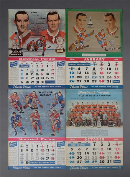Montreal Canadiens Memorabilia Collection Including 1956-57 Calendar, 1950s/1960s Molson Team Pictures (7), 1950s Almanach du Peuple with Habs Covers and 1940s-1960s Hockey Calendar Pages (25)