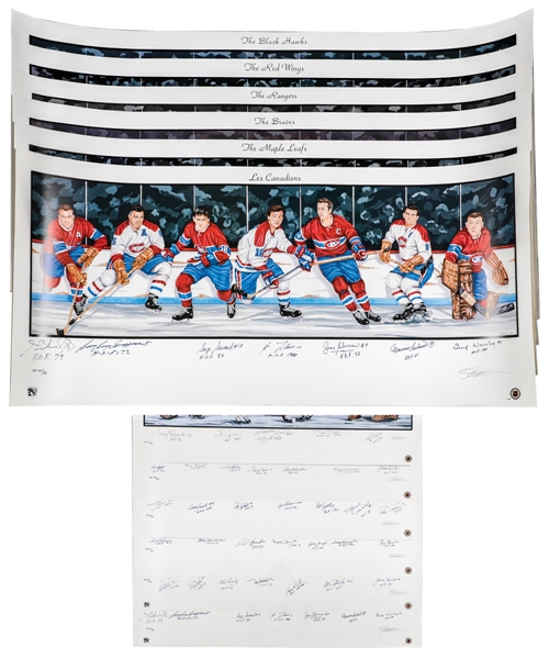 "Original Six" Teams Multi-Signed Limited-Edition Artist Proof #34/50 Lithograph Collection of 6