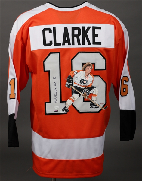 Bobby Clarke Signed Philadelphia Flyers Jersey with Hand Painted Artwork by Paul Madden - JSA Certified