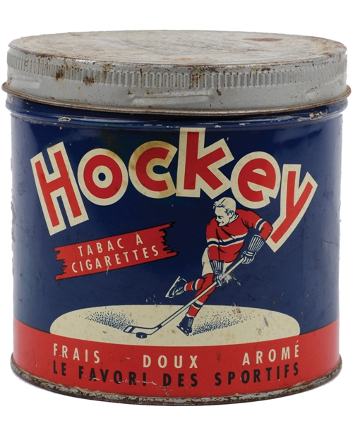 Vintage Circa 1947 "Hockey" Cigarette Tobacco Tin with Hockey Graphics